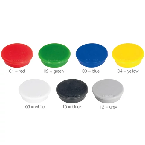 Franken 24 mm átmérőjű, vegyes színű táblamágnes készlet, 10 darab, fehértáblához és fém felületekhez
