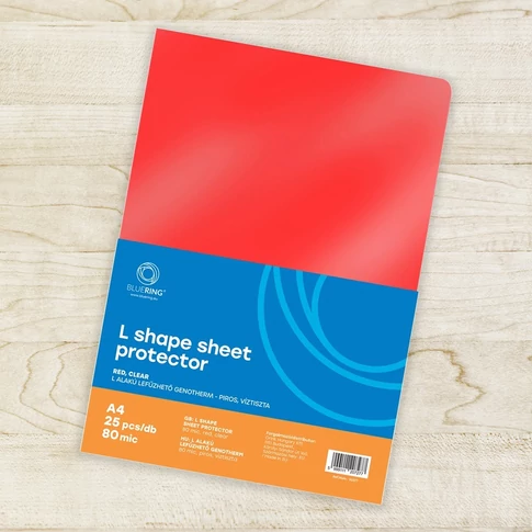 A4 dokumentumvédő L-tasak – Bluering® piros 80 micron genotherm, 25 db, rendszerezéshez