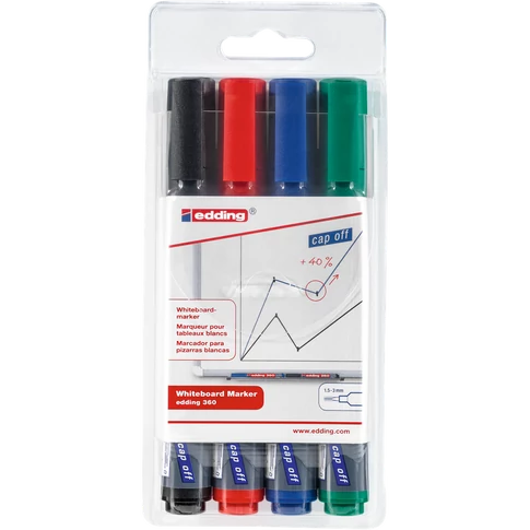 Táblamarker készlet, 1,5-3mm, kerek Edding 360, 4 klf. szín
