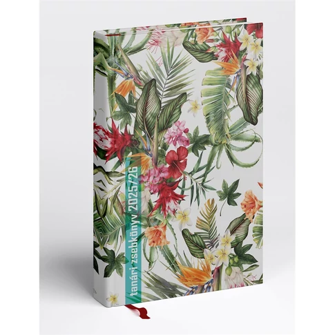 Tanári határidőnapló A5, műbőr 150mmx210mm, fehér lapokkal virágminta 2026/2027 Realsystem