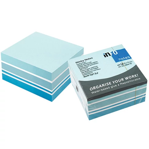 Info Notes öntapadó jegyzettömb 75x75 mm, 400 lap, pasztell fehér, kék és türkiz
