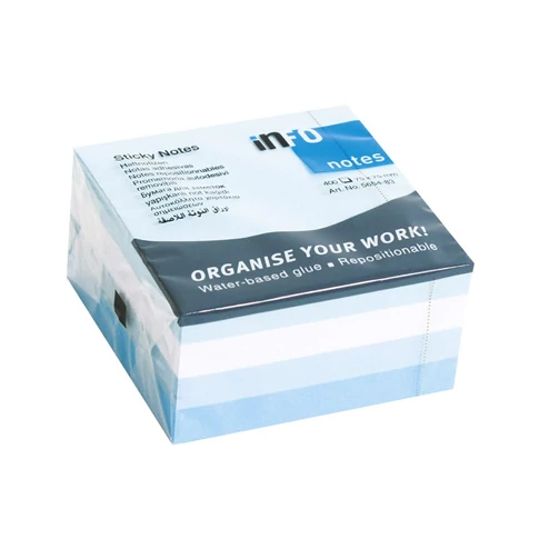 Pasztell kék színű öntapadós jegyzettömb, 75x75mm; 400 lap - Info Notes