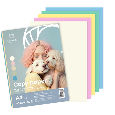 Bluering pasztell színes A4 másolópapír 80 g, 5×20 íves kiszerelésben