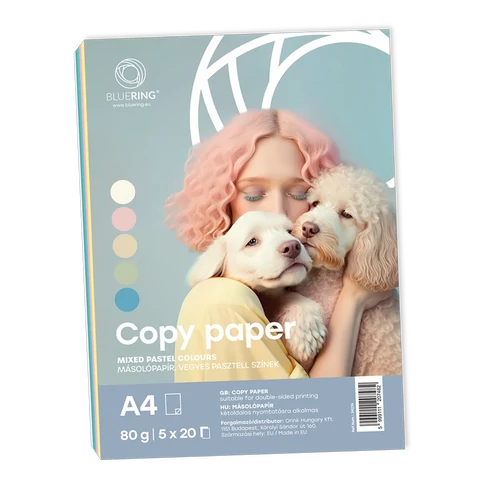 Bluering pasztell színes A4 másolópapír 80 g, 5×20 íves kiszerelésben
