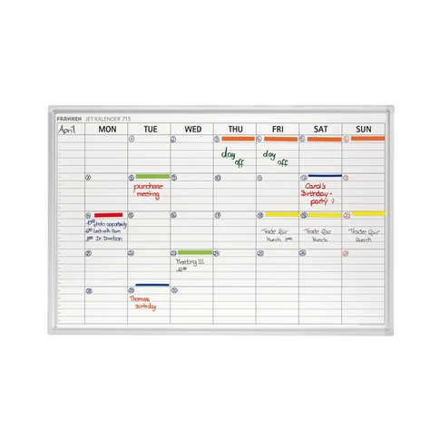 Franken JK715 heti tervező tábla, 60×90 cm – mágneses, szárazon törölhető felület alumínium keretben