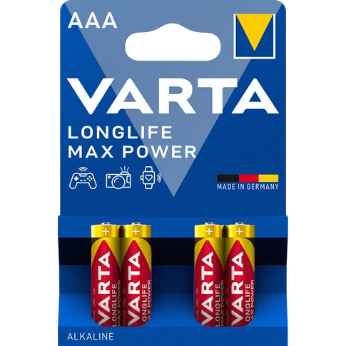 Elem AAA mikro LR03 Longlife Max Power 4 db/csomag, Varta 