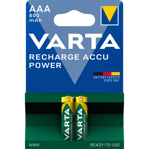 Varta Power tölthető AAA akku 800 mAh – 2 db – távirányítóhoz, vezeték nélküli egérhez, billentyűzethez