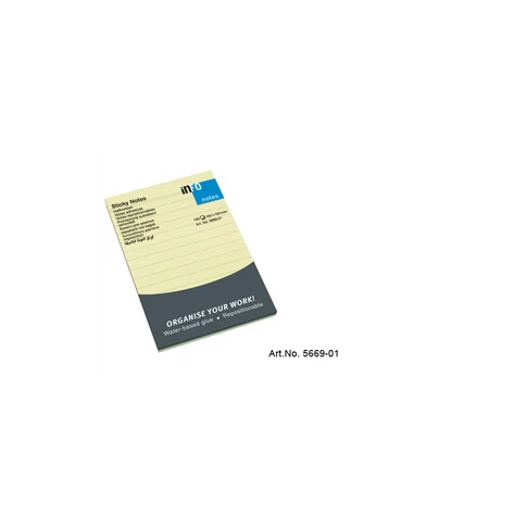 Jegyzettömb öntapadó, 100x150mm, 100lap, Info Notes, vonalas sárga