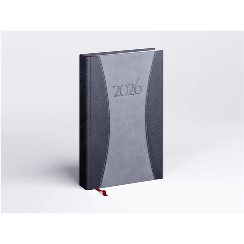 Határidőnapló Prémium A B/5, heti krémszínű lapokkal szürke Realsystem 2026.