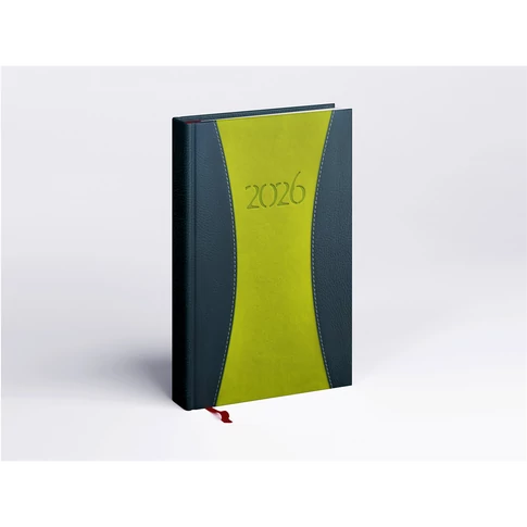 Határidőnapló Prémium A B/5, heti krémszínű lapokkal zöld Realsystem 2026.