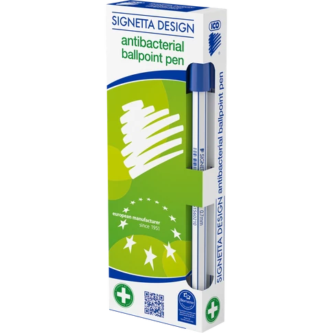 ICO Signetta antibakteriális golyóstoll 0,7 mm – kupakos kivitel, kék írásszín mindennapi irodai használatra