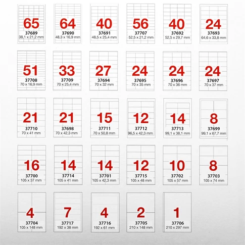 Etikett címke, 48,5x25,4mm, 100 lap, 40 címke/lap A-Series