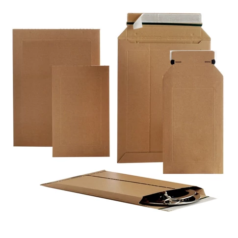 Webshop csomagküldő hullámkarton tasak A5+ 200x280 mm E-Flute bővíthető 50 mm-ig