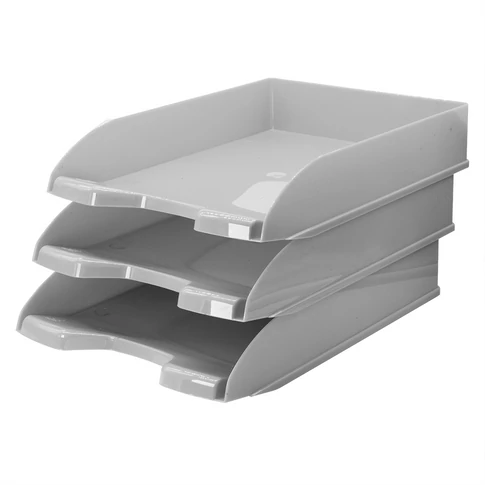 Bluering® műanyag irattálca szürke – 345×255×65 mm, A4 papírok és dokumentumok rendszerezéséhez