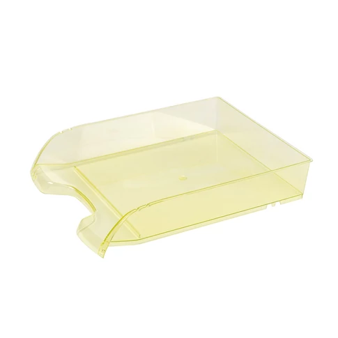 Bejövő és kimenő iratok rendezéséhez irattálca – Bluering 550 extra széles, áttetsző sárga, 345×270×67 mm
