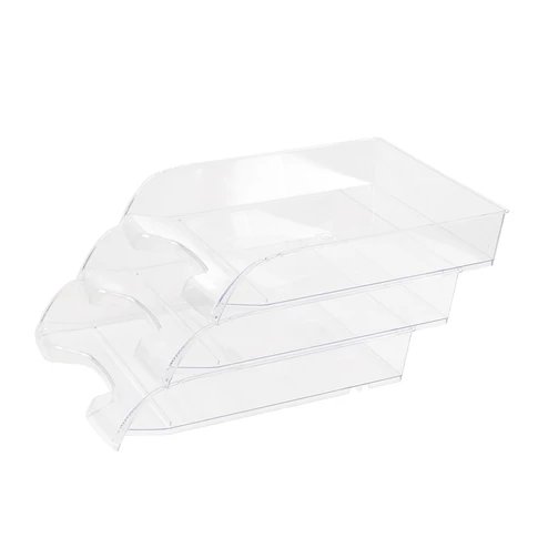 Bluering® 550 irattálca víztiszta – extra széles A4+ dokumentumtálca 345×270×67 mm, egymásra rakható