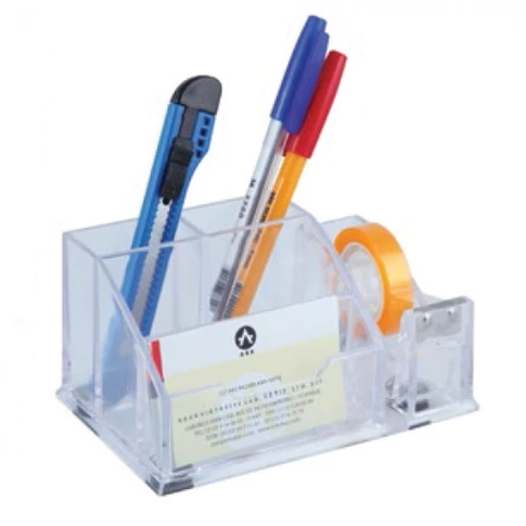 Tollak, ceruzák, olló és apróságok rendszerezéséhez – Bluering 4 rekeszes írószertartó ragasztószalag tépővel