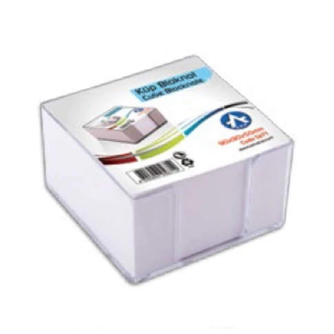 Letisztult, víztiszta Bluering jegyzetlap tartó – kompakt méretű, műanyag kockatömb tartó