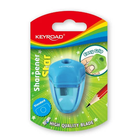 Keyroad Starfish tartályos hegyező, 1 lyukú, vegyes színek – kompakt, tiszta hegyezéshez