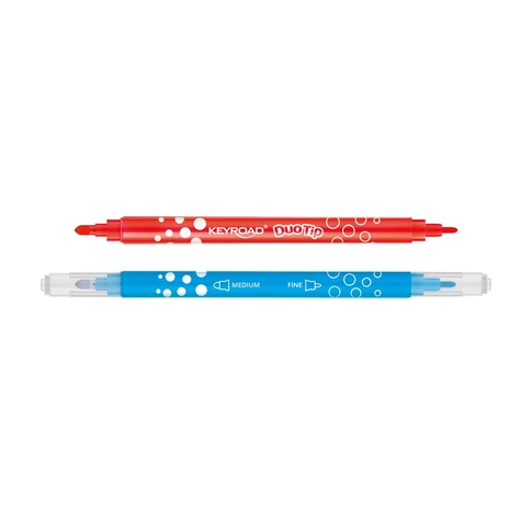 Rostirón, filctoll készlet 2 mm/4 mm kétvégű 12 db/bliszter Keyroad Duo Tip vegyes színek