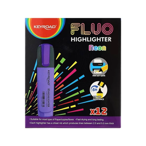 Határidőnapló és tervező színezéséhez neon lila kiemelő – Keyroad Fluo lapos testű szövegkiemelő