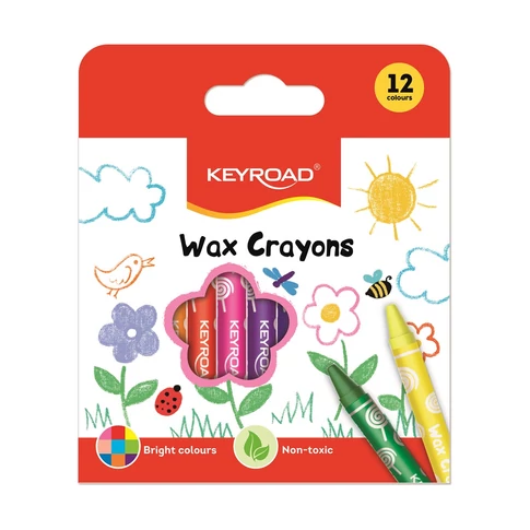 Zsírkréta készlet 8x90mm 12 db/bliszter Keyroad Wax Crayon vegyes színek