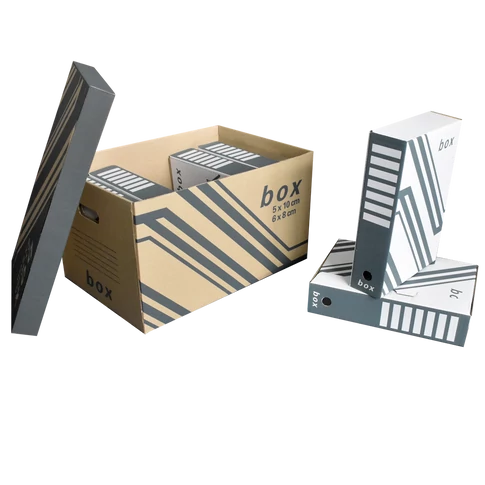 Fornax archiváló kartondoboz zárható, levehető fedéllel – 52×35×30 cm méretben, 6 db A4-es iratrendezőhöz