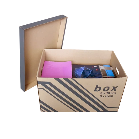 Fornax archiváló kartondoboz zárható, levehető fedéllel – 52×35×30 cm méretben, 6 db A4-es iratrendezőhöz