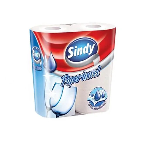 Erős és nedvszívó fehér papírtörlő 2 rétegben, Sindy, 2 tekercs egy csomagban – ideális konyhai felülettisztításhoz