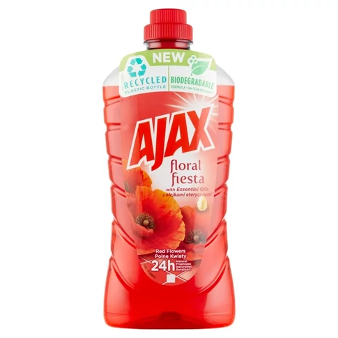 Ajax Floral Fiesta Red Flowers 1 literes általános tisztítószer – csíkmentes felület, konyha és fürdő mindennapi takarítására