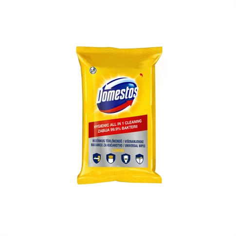 Domestos citrom illatú nedves törlőkendő 60 lap – fertőtlenítő hatással, gyors felülettisztításhoz konyhában és fürdőszobában