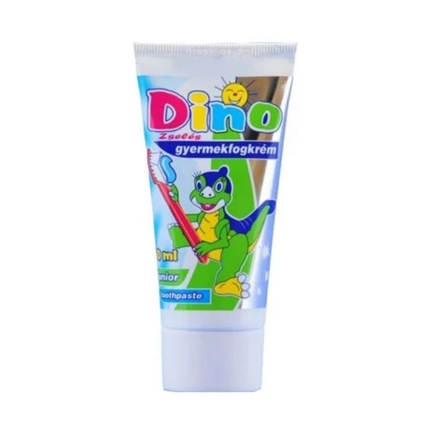 Dino mintás, zselés gyermek fogkrém 50 ml-es tubusban gyerekek számára, fogmosási rutin játékosabbá tételéhez