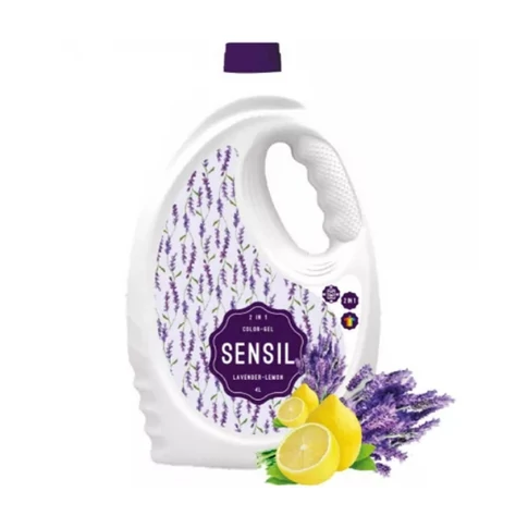 Levendula–citrom illatú Sensil Levander lemon mosógél 4 literes kiszerelésben, fehér és színes ruhák kíméletes, mégis hatékony mosásához