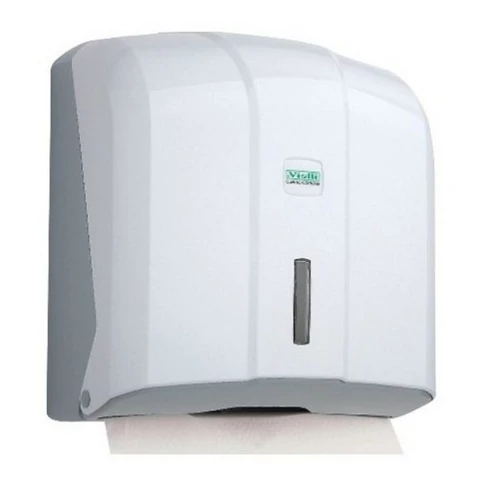 Vialli K4 fehér kéztörlő-adagoló, V és C hajtogatás kompatibilis, zárt műanyag házzal, falra szerelhető