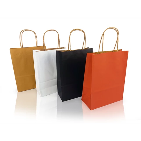 Sodrottfüles papírtáska 320x420mm 150mm talp L méret 200 db/doboz, fekete