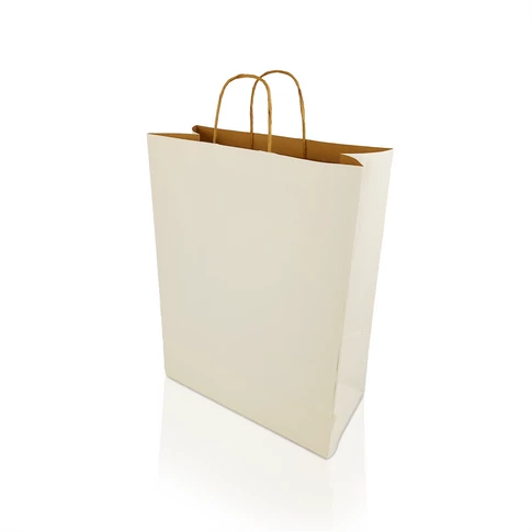 Sodrottfüles papírtáska 320x420mm 150mm talp L méret 200 db/doboz, fehér