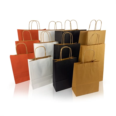 Sodrottfüles papírtáska 320x420mm 150mm talp L méret 200 db/doboz, fehér