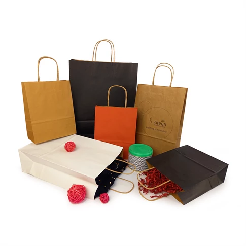 Sodrottfüles papírtáska 320x420mm 150mm talp L méret 200 db/doboz, fehér