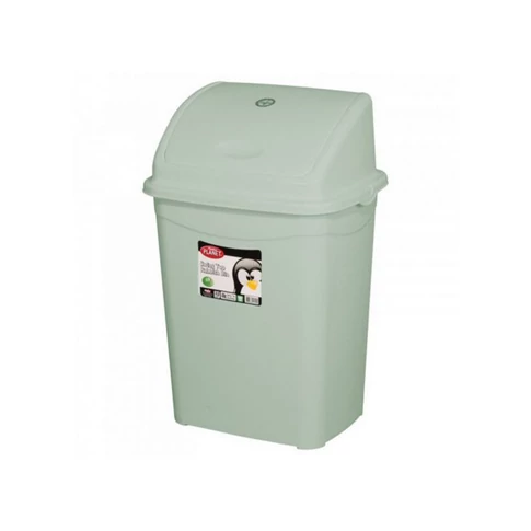 UP116 szürke műanyag billenőfedeles kuka, 9 literes kapacitással, otthoni és irodai használatra