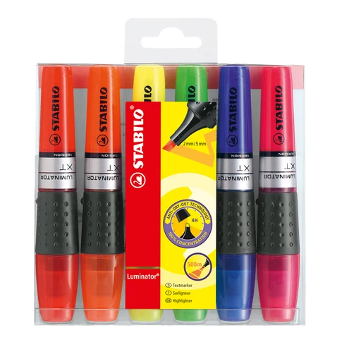 Szövegkiemelő készlet 2-5mm, vágott hegyű STABILO Luminator, 6 klf. szín