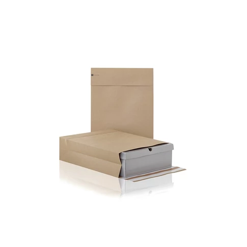 Csomagküldő webshop tasak 250x350x50mm, erős kraft papírból 250 db/doboz, E-green barna