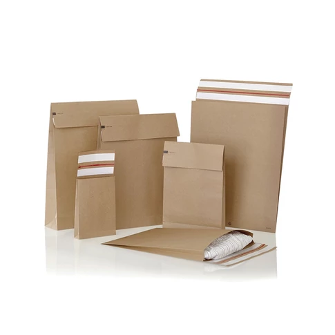 Csomagküldő webshop tasak 250x350x50mm, erős kraft papírból 250 db/doboz, E-green barna