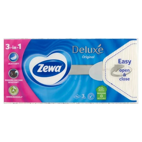 Papírzsebkendő 3 rétegű 90 db/csomag Zewa Deluxe Illatmentes