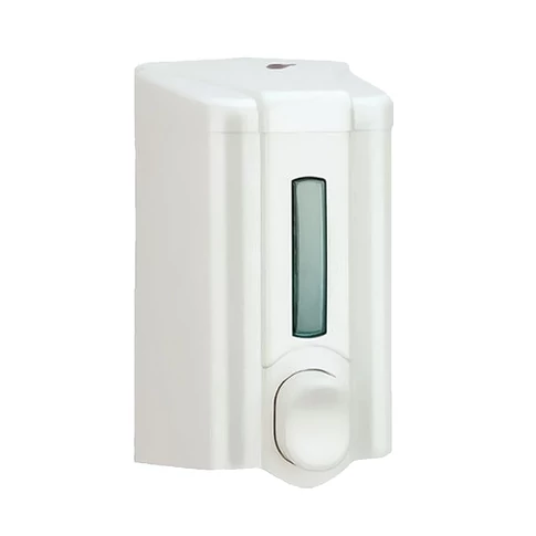 S2 Vialli fehér szappanadagoló, 500 ml, falra szerelhető, kézi nyomógombos kivitel szintjelző ablakkal