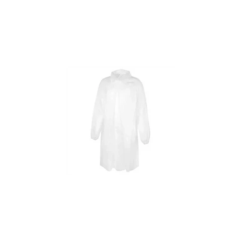 Fehér látogatói köpeny egyszer használatos XL tépőzáras zseb nélküli polipropilén