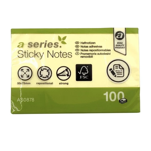 A-Series sárga öntapadó jegyzettömb 50×75 mm 100 lap
