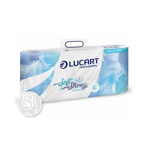 Lucart Strong 811C08 hófehér toalettpapír, 3 rétegű cellulóz, 120 lap/tekercs, 10 tekercs/csomag