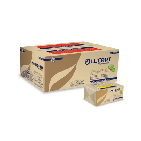 EcoNatural Lucart 864036 kéztörlő – 2 rétegű, Z-hajtogatású, 220 lap/csomag, const-csomag 18-ban, havanna barna, nagy forgalmú mosdó és irodai szerviz célra