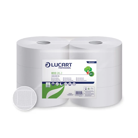Toalettpapír 2 rétegű közületi átmérő: 26 cm 6 tekercs/karton 26 J EcoLucart_812207 fehér