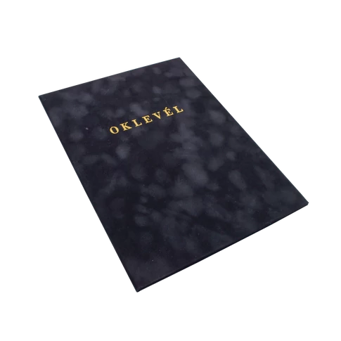 Oklevéltartó A4, prémium, arany nyomattal, Bluering® fekete